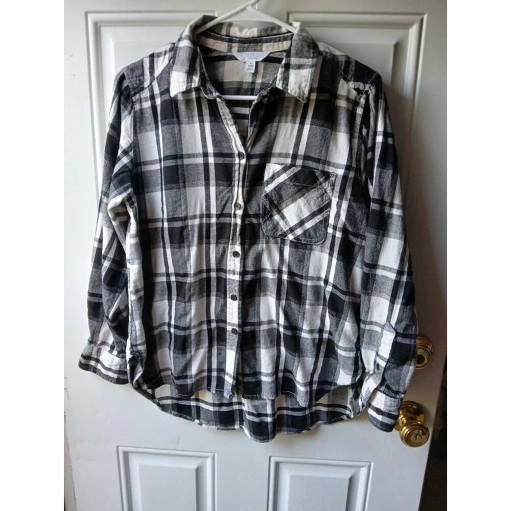 Black and White Plaid Button-Up Women's Small